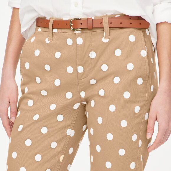 J. Crew Cashew Ivory Dot Print High-rise Girlfriend Chino Pant/NWT/12 - Picture 1 of 13